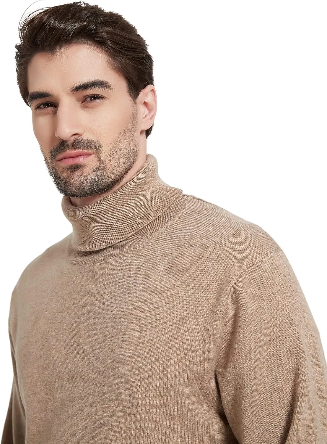 Kallspin Men's Turtle Neck Sweaters Wool Blended Lightweight Long Sleeve High Neck Pullovers