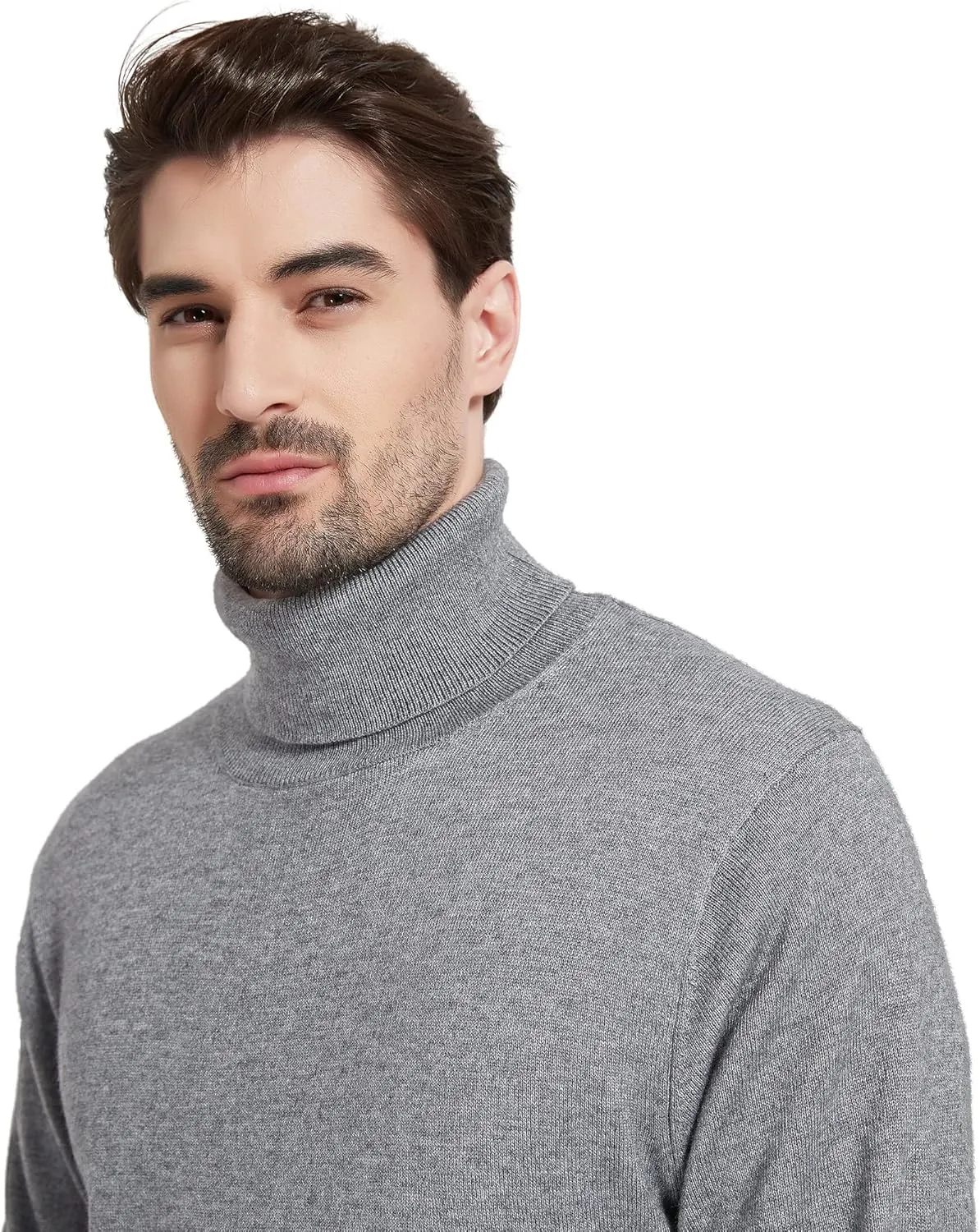 Kallspin Men's Turtle Neck Sweaters Wool Blended Lightweight Long Sleeve High Neck Pullovers