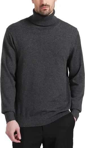 Kallspin Men's Turtle Neck Sweaters Wool Blended Lightweight Long Sleeve High Neck Pullovers