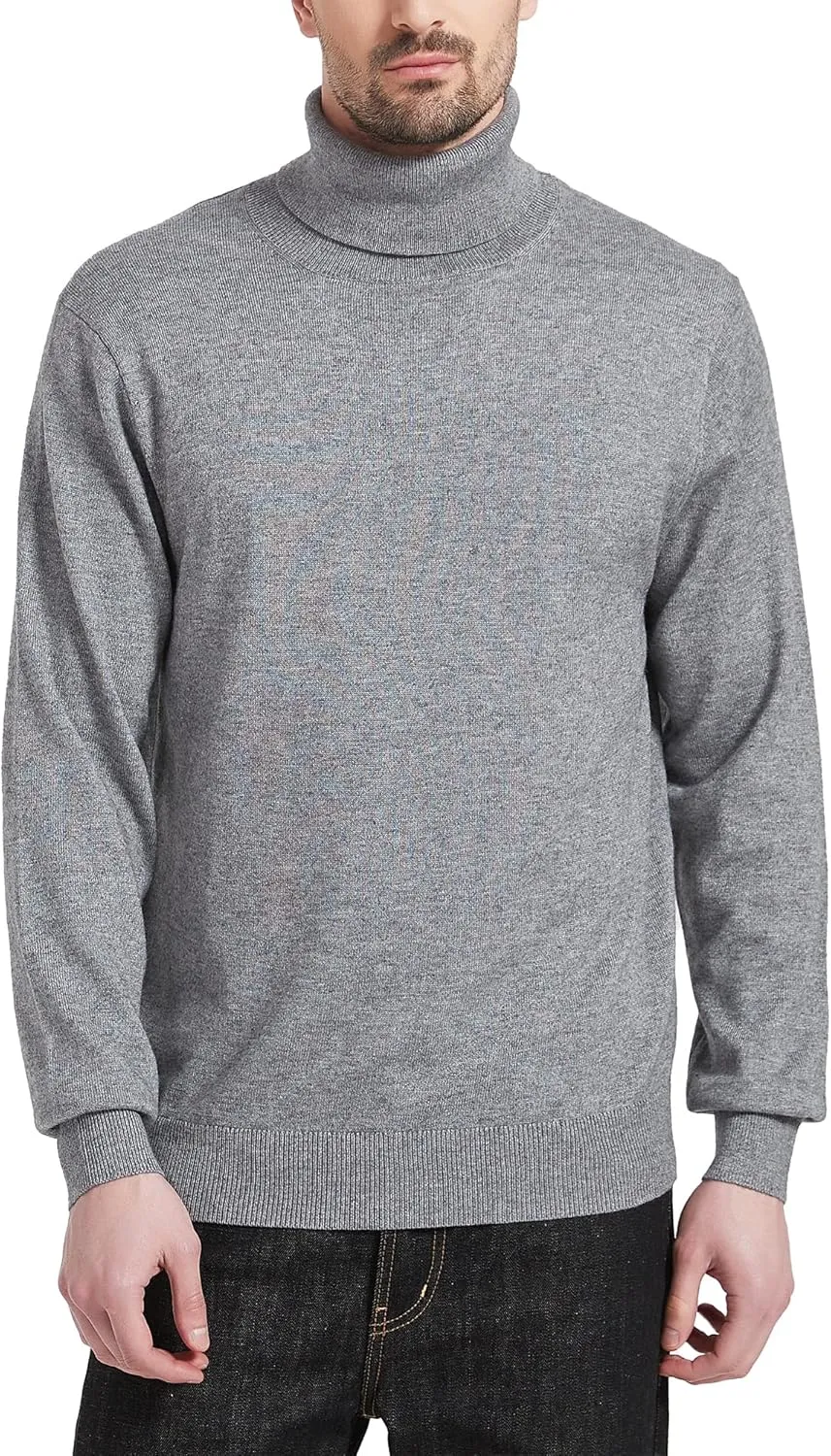 Kallspin Men's Turtle Neck Sweaters Wool Blended Lightweight Long Sleeve High Neck Pullovers
