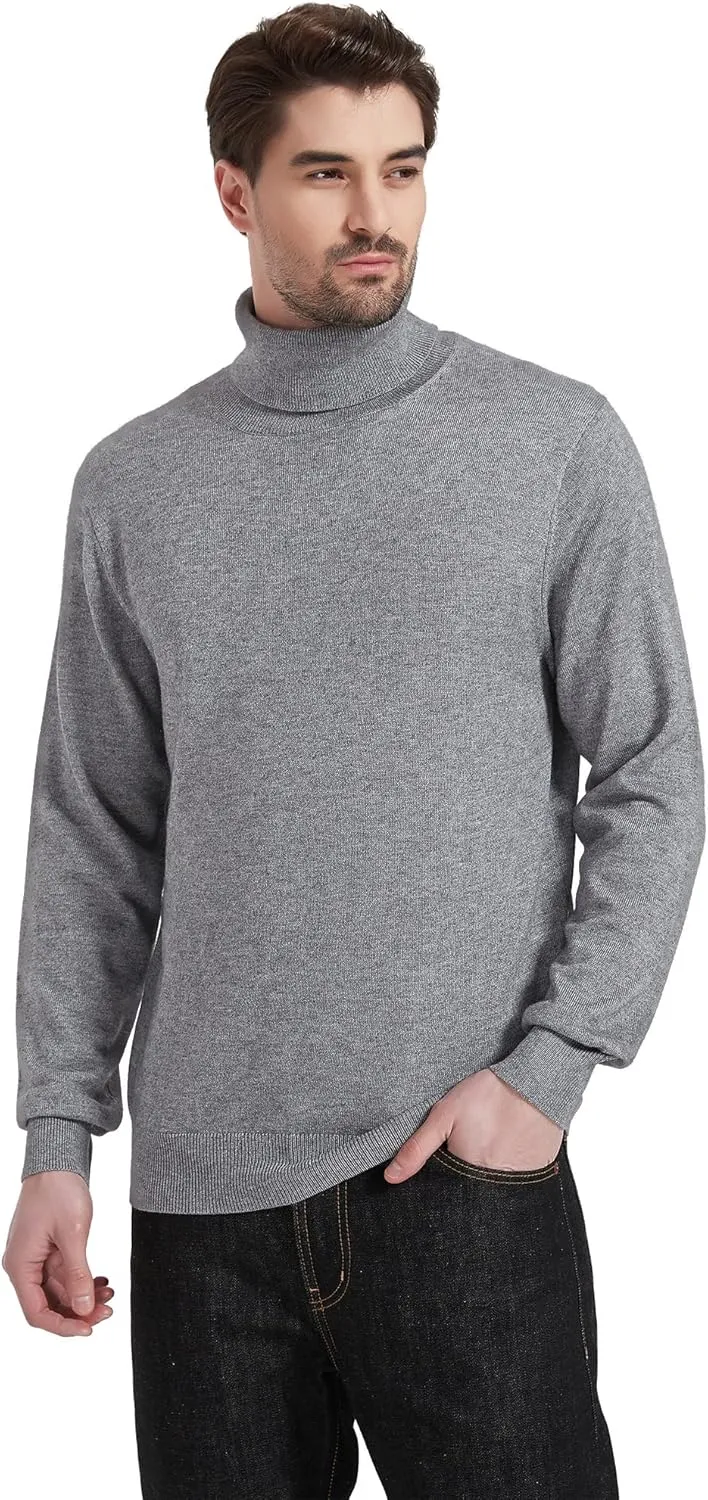 Kallspin Men's Turtle Neck Sweaters Wool Blended Lightweight Long Sleeve High Neck Pullovers