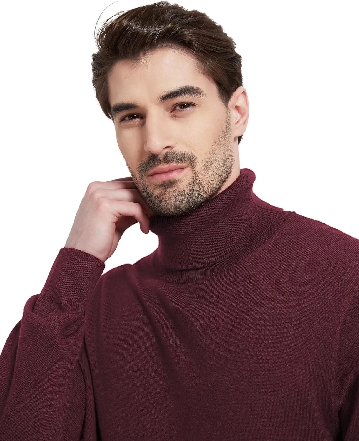 Kallspin Men's Turtle Neck Sweaters Wool Blended Lightweight Long Sleeve High Neck Pullovers