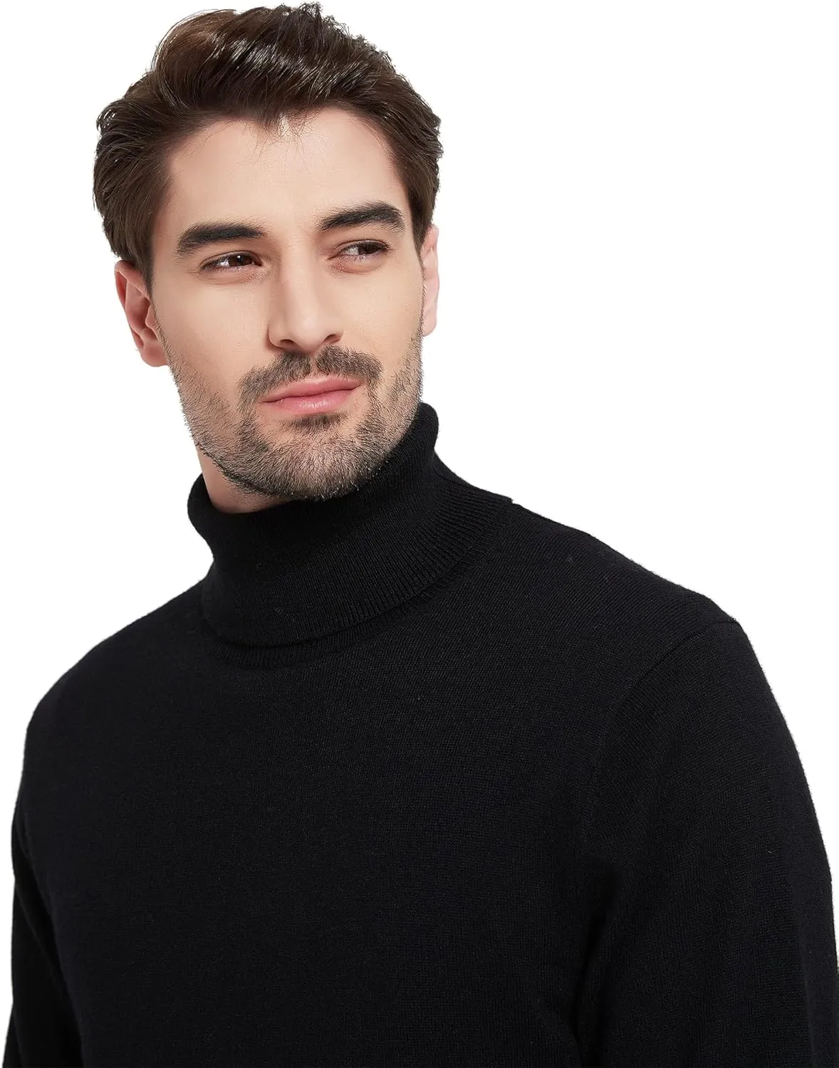 Kallspin Men's Turtle Neck Sweaters Wool Blended Lightweight Long Sleeve High Neck Pullovers