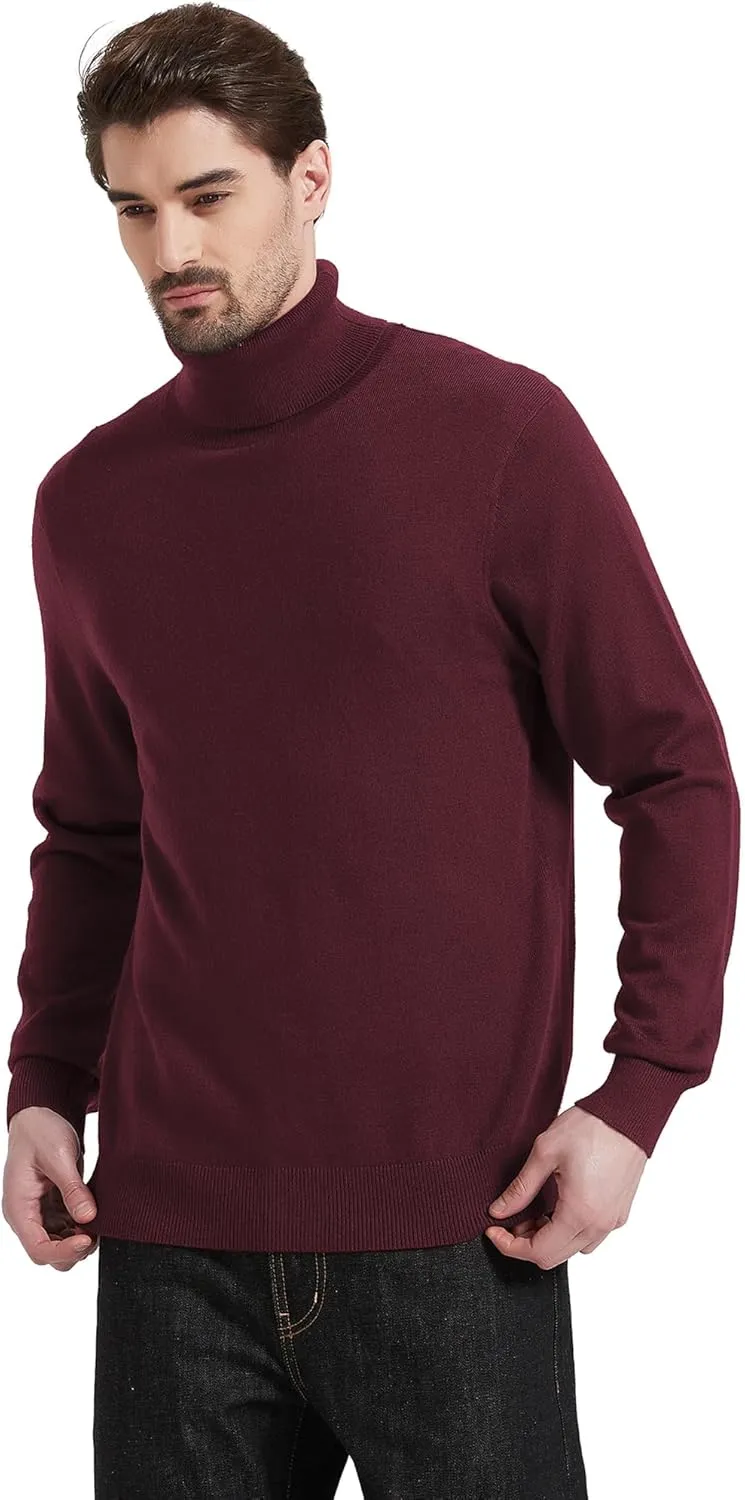 Kallspin Men's Turtle Neck Sweaters Wool Blended Lightweight Long Sleeve High Neck Pullovers