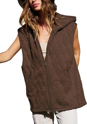 Kedera Women's Oversized Puffer Vests Sleeveless Fall Jacket Hooded Vest 2024 Casual Warm Winter Coats Trendy Outerwear