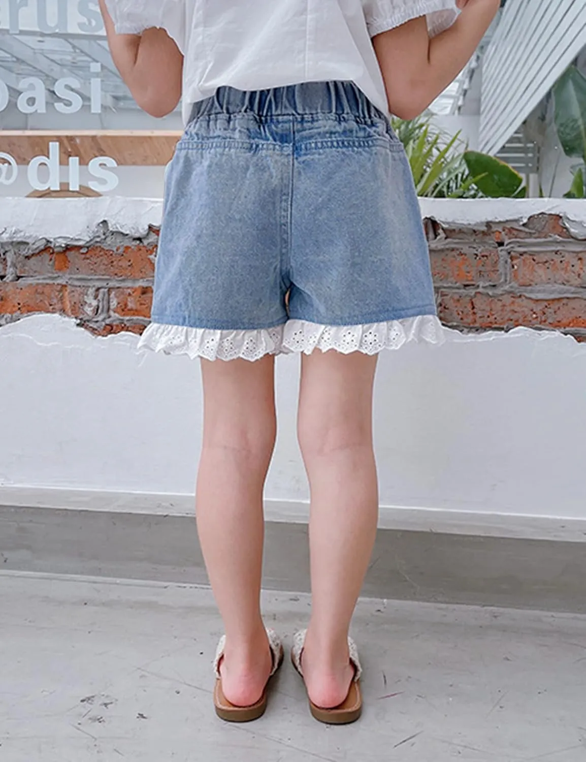 Kiench Girls' Casual Denim Shorts Summer Soft Pull On High Waisted with Pockets 3-Pack