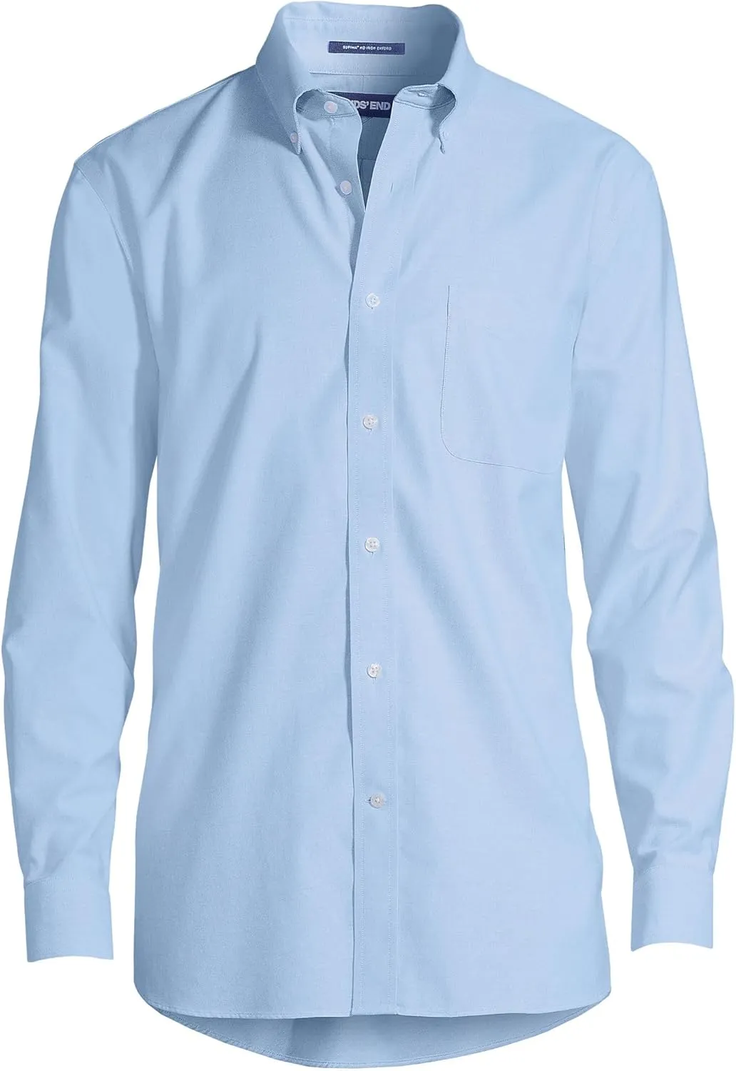 Lands' End Men's Tailored Fit No Iron Solid American-Grown Supima Cotton Oxford Dress Shirt