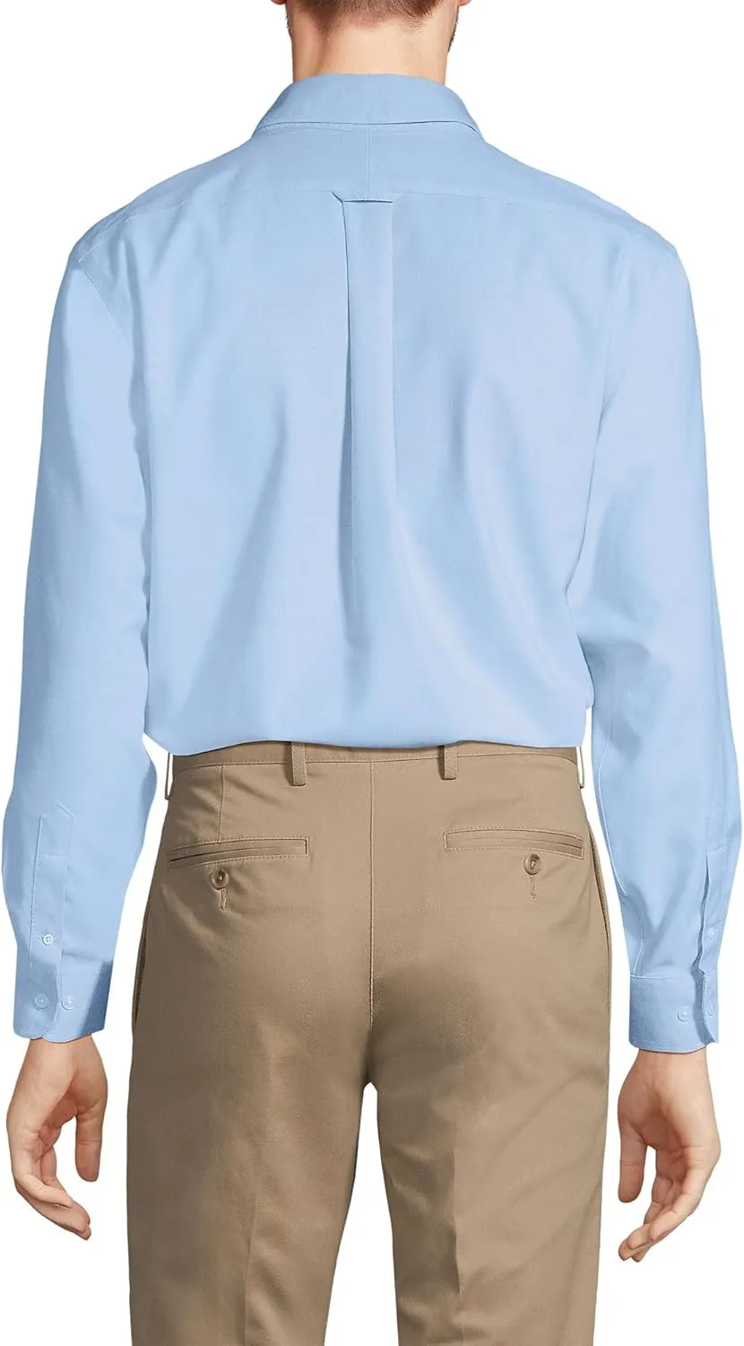 Lands' End Men's Tailored Fit No Iron Solid American-Grown Supima Cotton Oxford Dress Shirt
