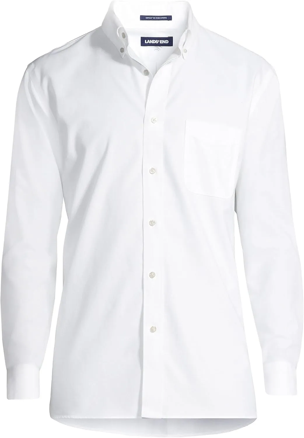 Lands' End Men's Tailored Fit No Iron Solid American-Grown Supima Cotton Oxford Dress Shirt