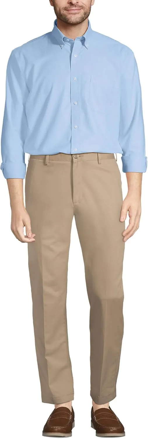 Lands' End Men's Tailored Fit No Iron Solid American-Grown Supima Cotton Oxford Dress Shirt