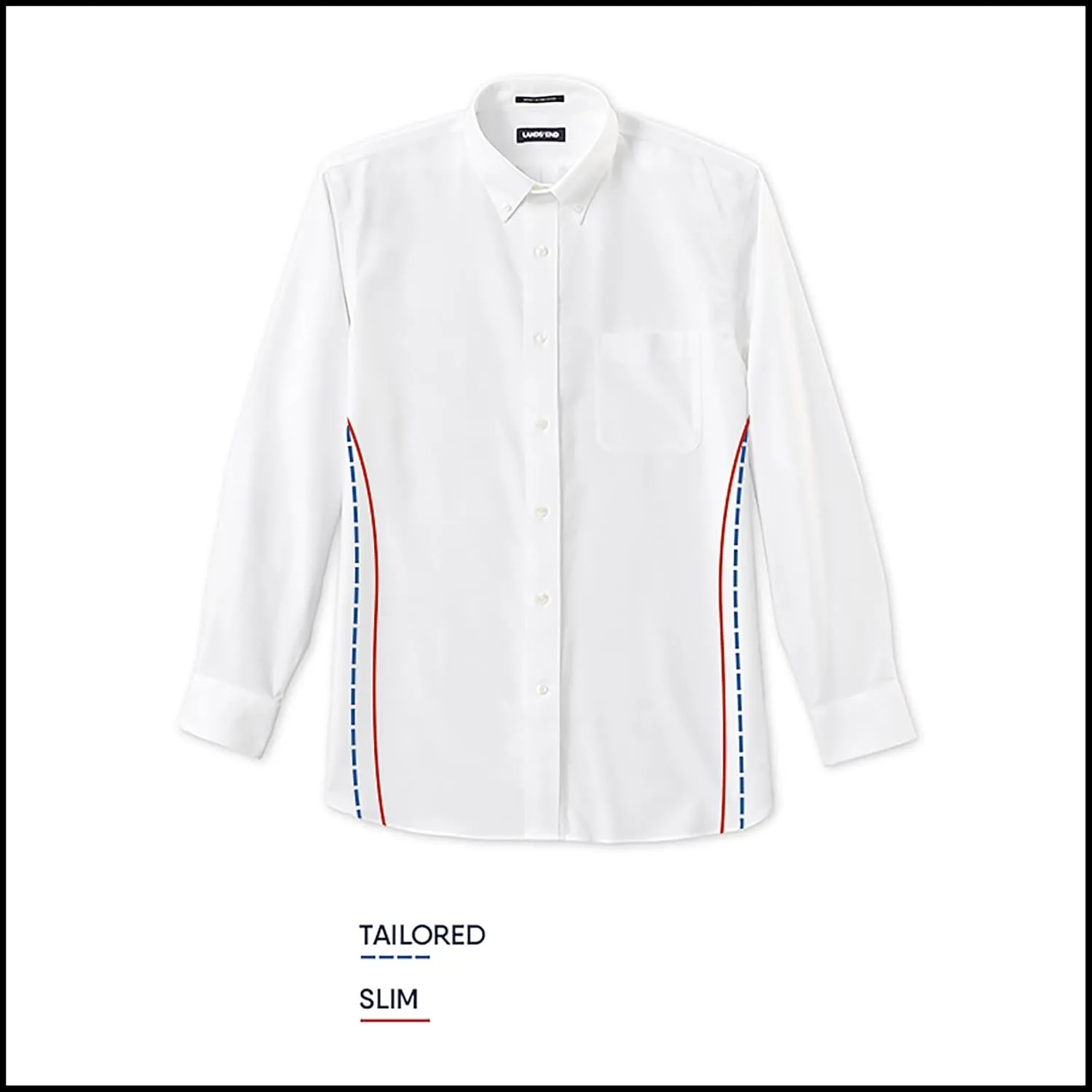 Lands' End Men's Tailored Fit No Iron Solid American-Grown Supima Cotton Oxford Dress Shirt