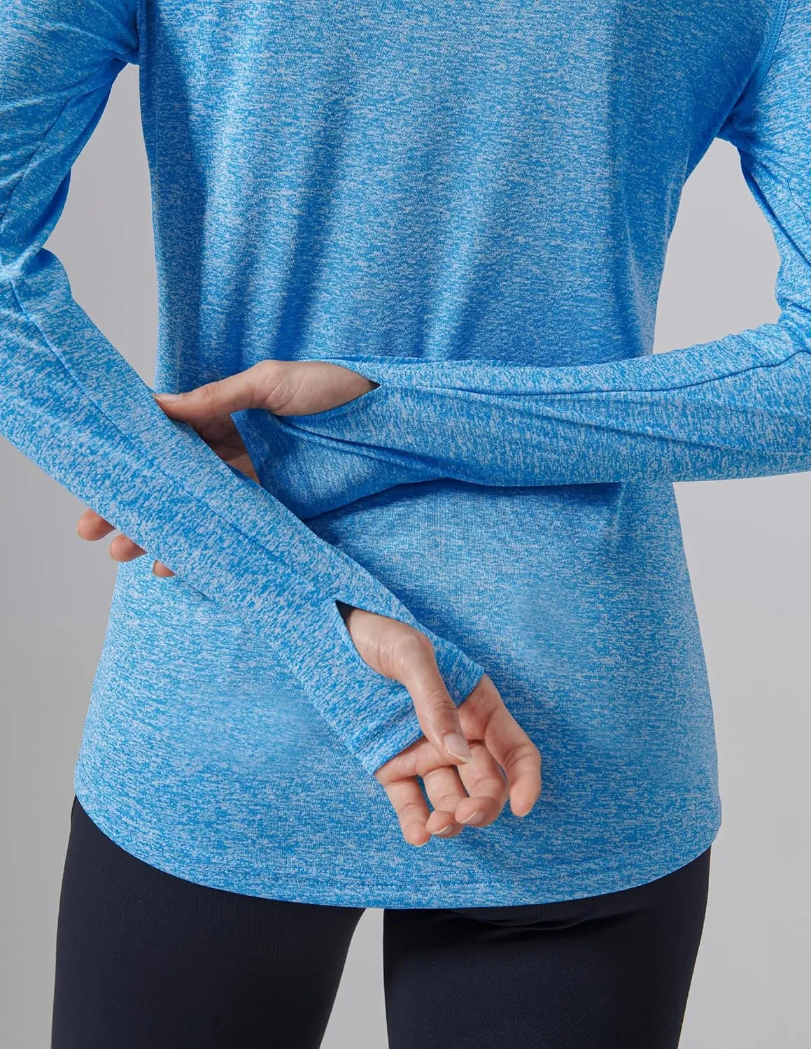 Liberty Imports 3 Pack: Women's Quick Dry Long Sleeve Quarter Zip Pullover Workout Shirts with Thumb Holes and Pocket