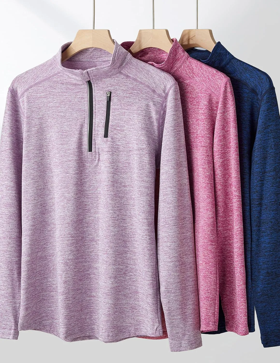 Liberty Imports 3 Pack: Women's Quick Dry Long Sleeve Quarter Zip Pullover Workout Shirts with Thumb Holes and Pocket