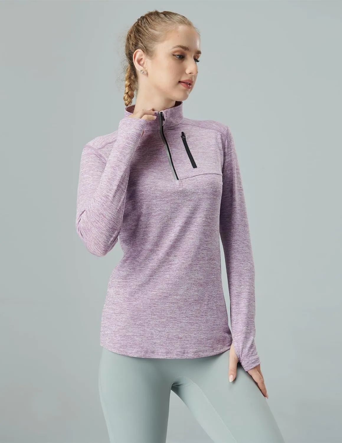 Liberty Imports 3 Pack: Women's Quick Dry Long Sleeve Quarter Zip Pullover Workout Shirts with Thumb Holes and Pocket