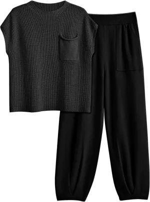 LILLUSORY 2 Piece Knit Sets For Women Trendy Sweatsuit Sets
