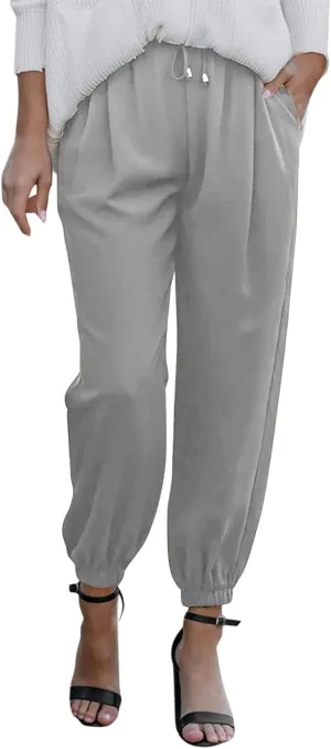 Linen Clothing for Women Linen Clothing Drawstring Elastic Trousers Comfy Straight Leg Tailored Linen Pants for Women
