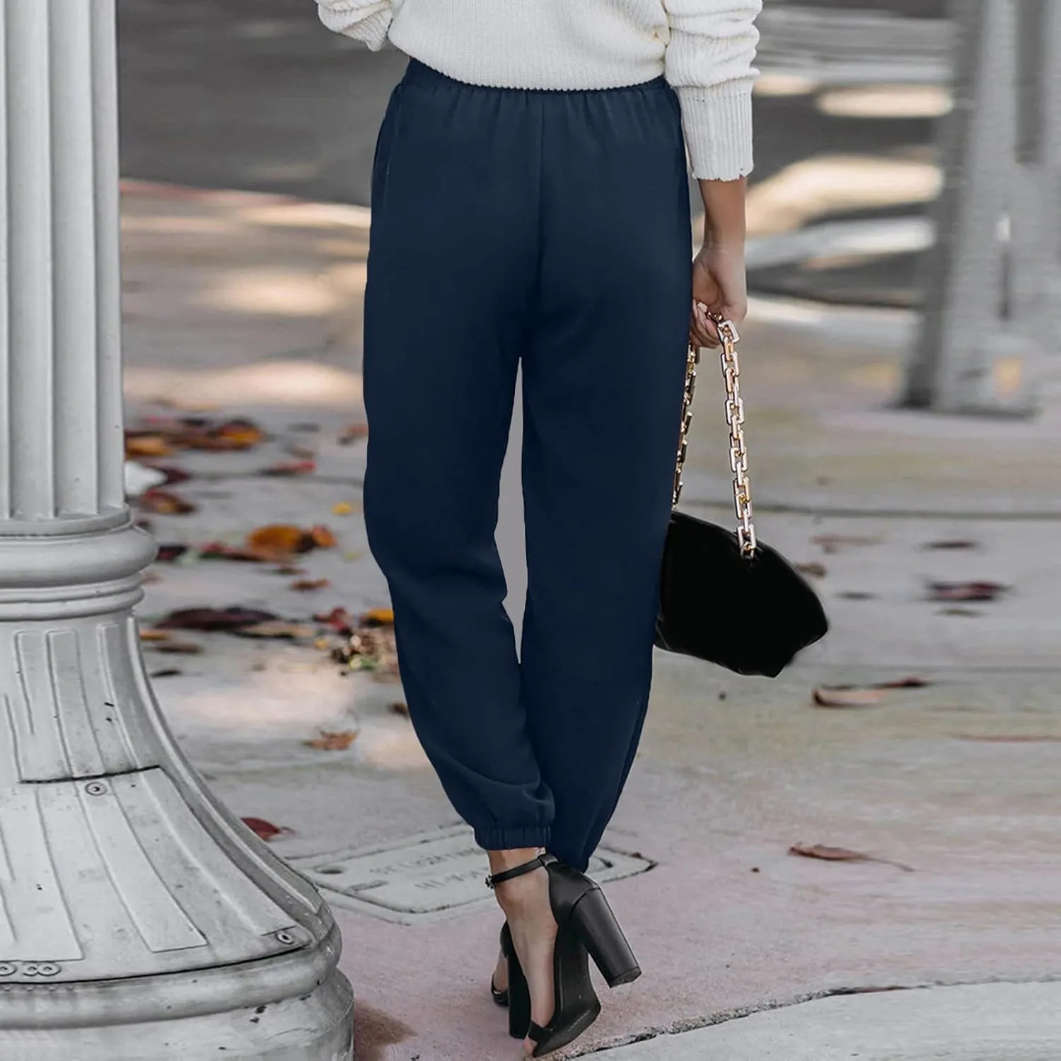 Linen Clothing for Women Linen Clothing Drawstring Elastic Trousers Comfy Straight Leg Tailored Linen Pants for Women