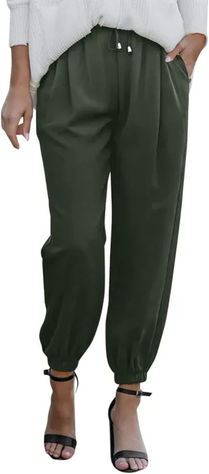 Linen Clothing for Women Linen Clothing Drawstring Elastic Trousers Comfy Straight Leg Tailored Linen Pants for Women