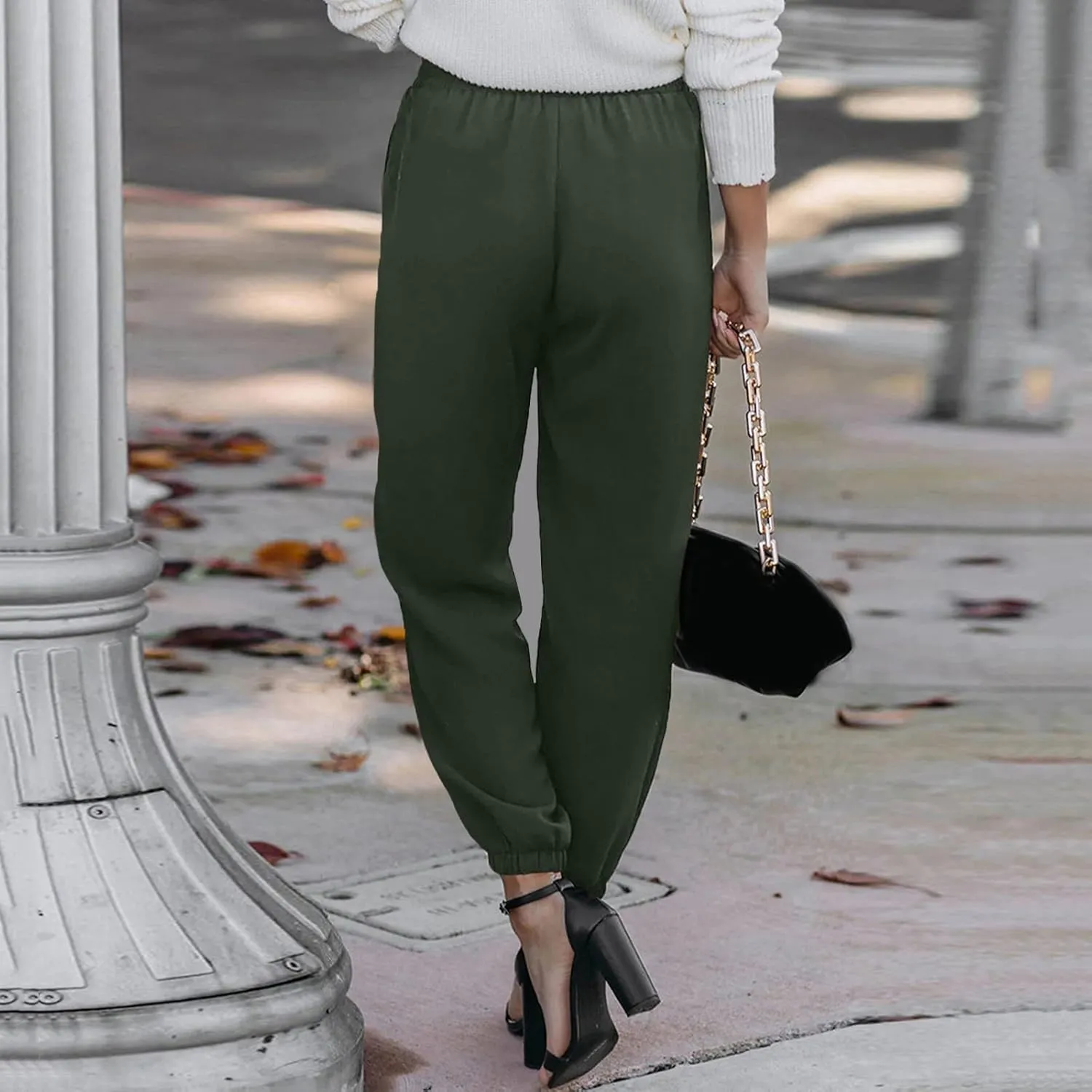 Linen Clothing for Women Linen Clothing Drawstring Elastic Trousers Comfy Straight Leg Tailored Linen Pants for Women