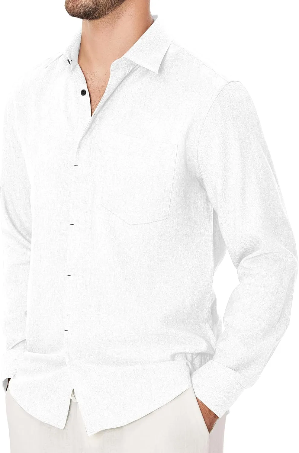 Linen Mens Dress Shirts Long Sleeve Linen Dress Shirts for Men Casual Linen Shirts for Men Button Down Shirt