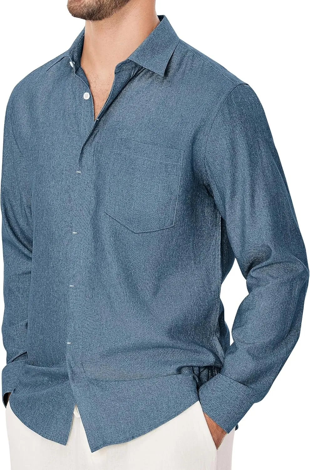 Linen Mens Dress Shirts Long Sleeve Linen Dress Shirts for Men Casual Linen Shirts for Men Button Down Shirt