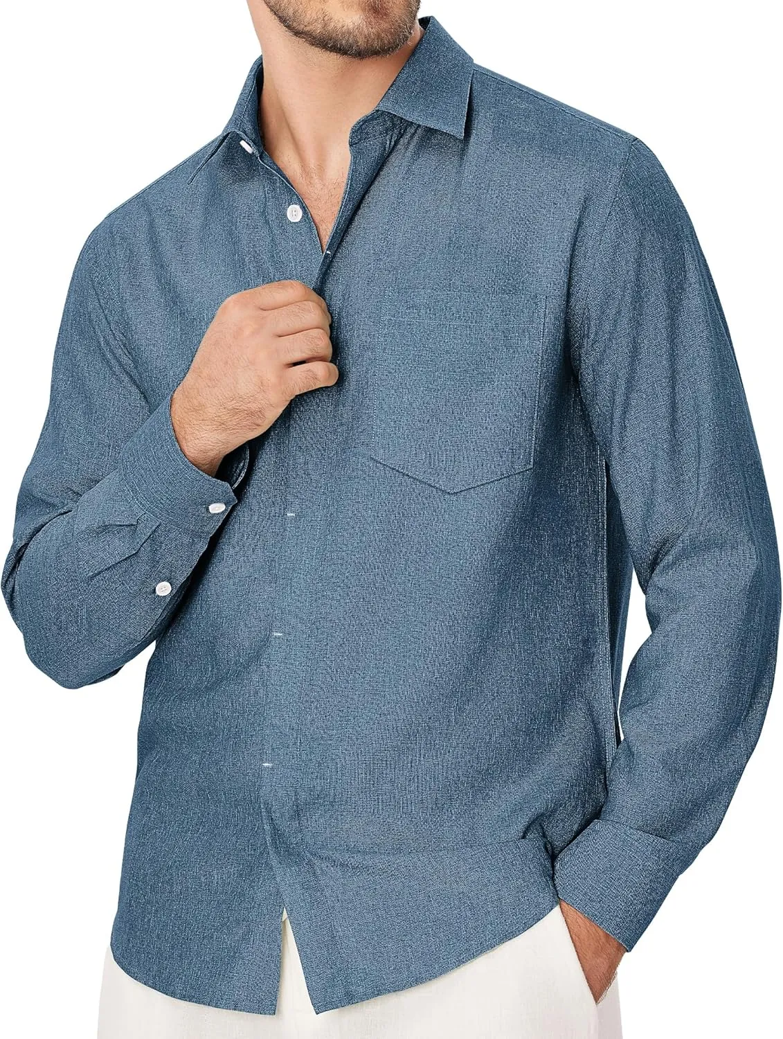 Linen Mens Dress Shirts Long Sleeve Linen Dress Shirts for Men Casual Linen Shirts for Men Button Down Shirt