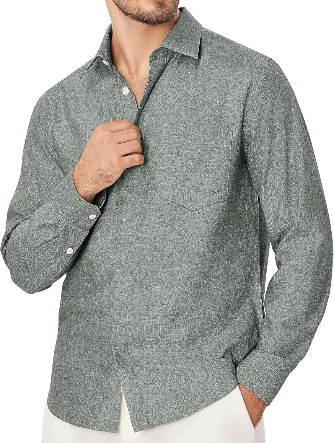 Linen Mens Dress Shirts Long Sleeve Linen Dress Shirts for Men Casual Linen Shirts for Men Button Down Shirt