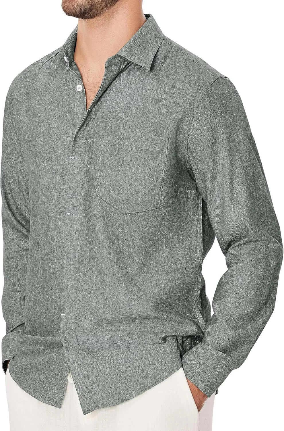 Linen Mens Dress Shirts Long Sleeve Linen Dress Shirts for Men Casual Linen Shirts for Men Button Down Shirt