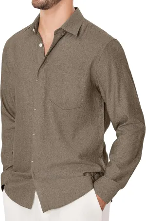 Linen Mens Dress Shirts Long Sleeve Linen Dress Shirts for Men Casual Linen Shirts for Men Button Down Shirt