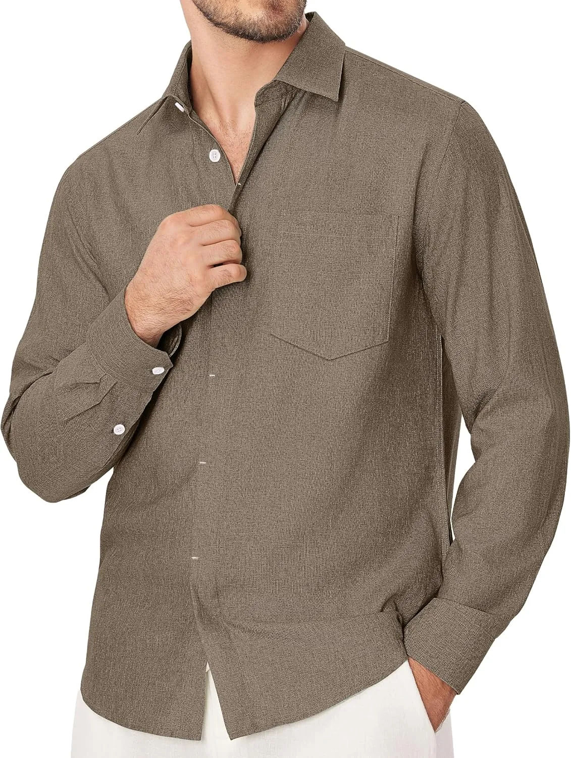 Linen Mens Dress Shirts Long Sleeve Linen Dress Shirts for Men Casual Linen Shirts for Men Button Down Shirt