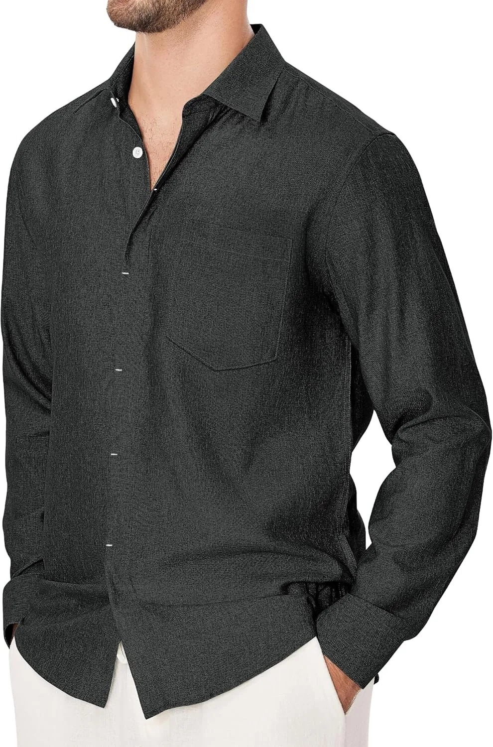 Linen Mens Dress Shirts Long Sleeve Linen Dress Shirts for Men Casual Linen Shirts for Men Button Down Shirt
