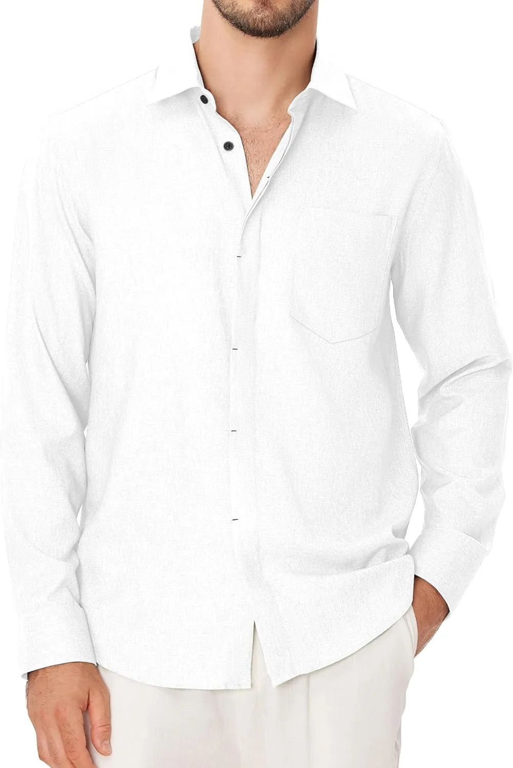Linen Mens Dress Shirts Long Sleeve Linen Dress Shirts for Men Casual Linen Shirts for Men Button Down Shirt