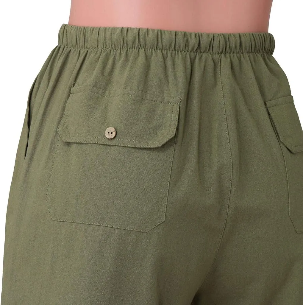 Linen Shorts for Men Loose 3/4 Shorts Drawstring Elastic Waist Baggy Wide Leg Casual Beach Yoga Trousers Men Shorts