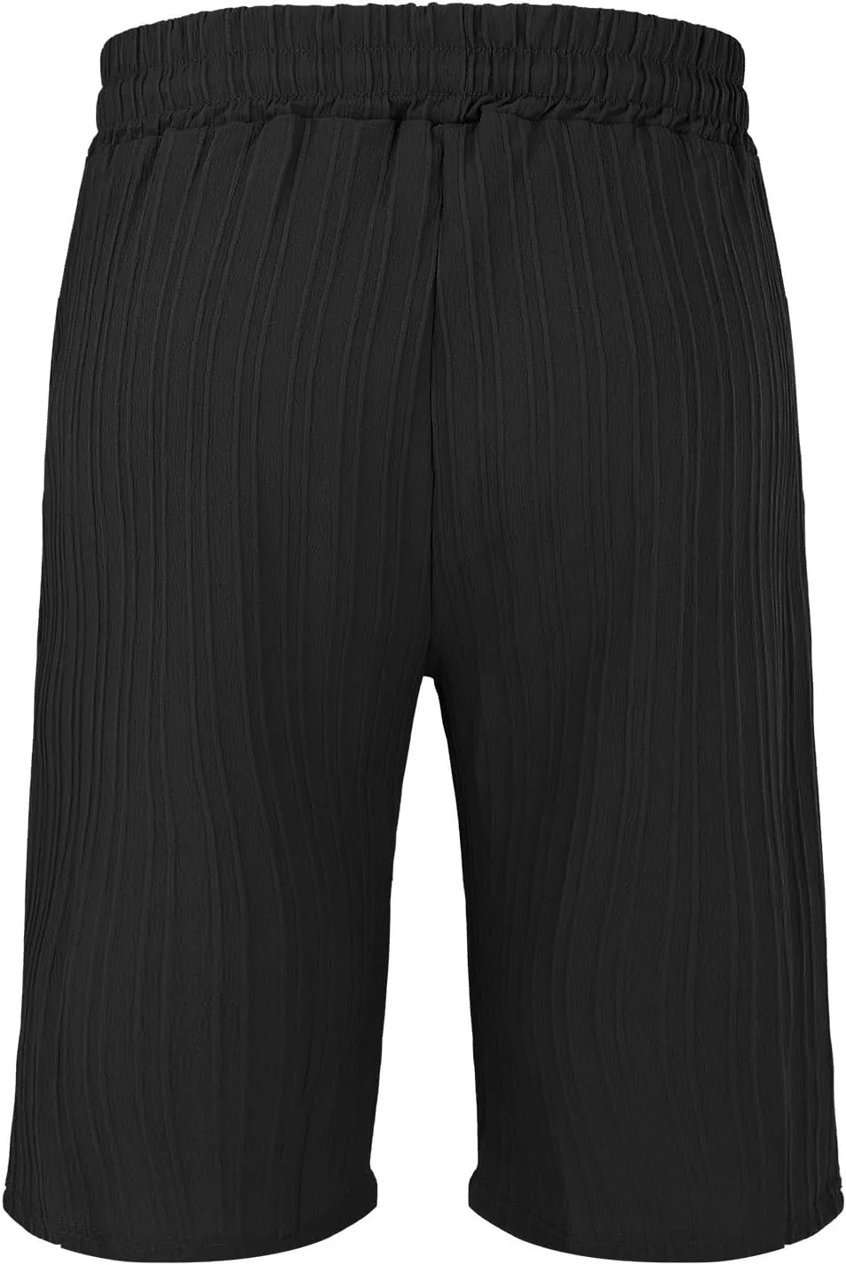Linen Shorts for Men Loose 3/4 Shorts Drawstring Elastic Waist Baggy Wide Leg Casual Beach Yoga Trousers Men's Men's