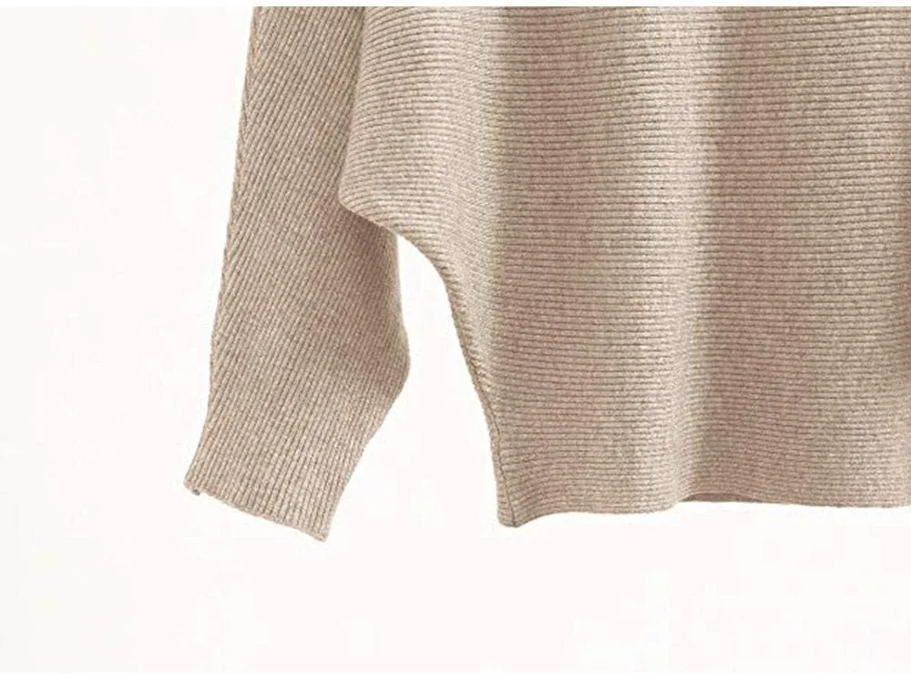 MAKARTHY Womens Striped Sweaters Batwing Sleeves Knitted Dolman Pullovers Tops Sweatershirts