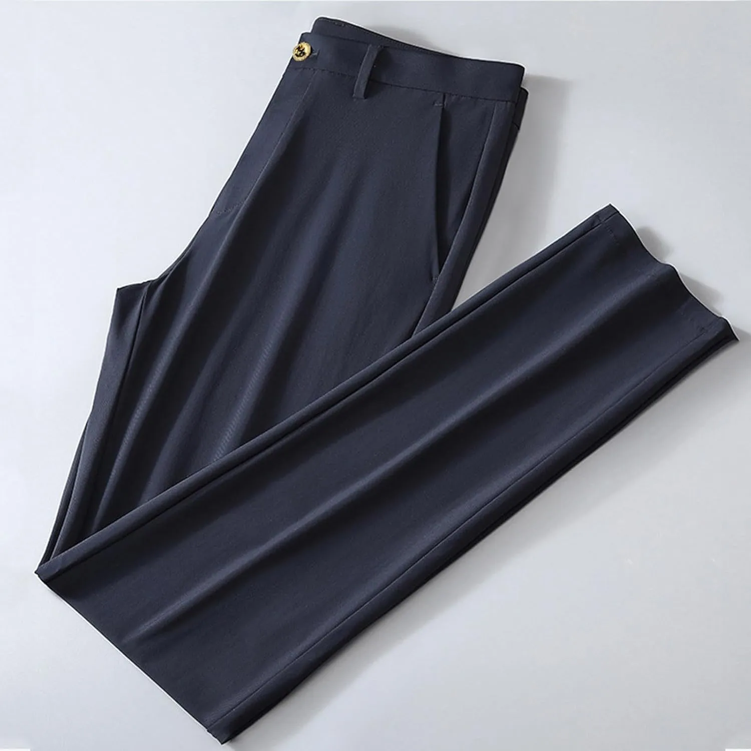Men Ice Silk Suit Pants Dress Pants Regular Fit Formal Trousers Stretch Chino Trouser Lightweight Casual Business Pant