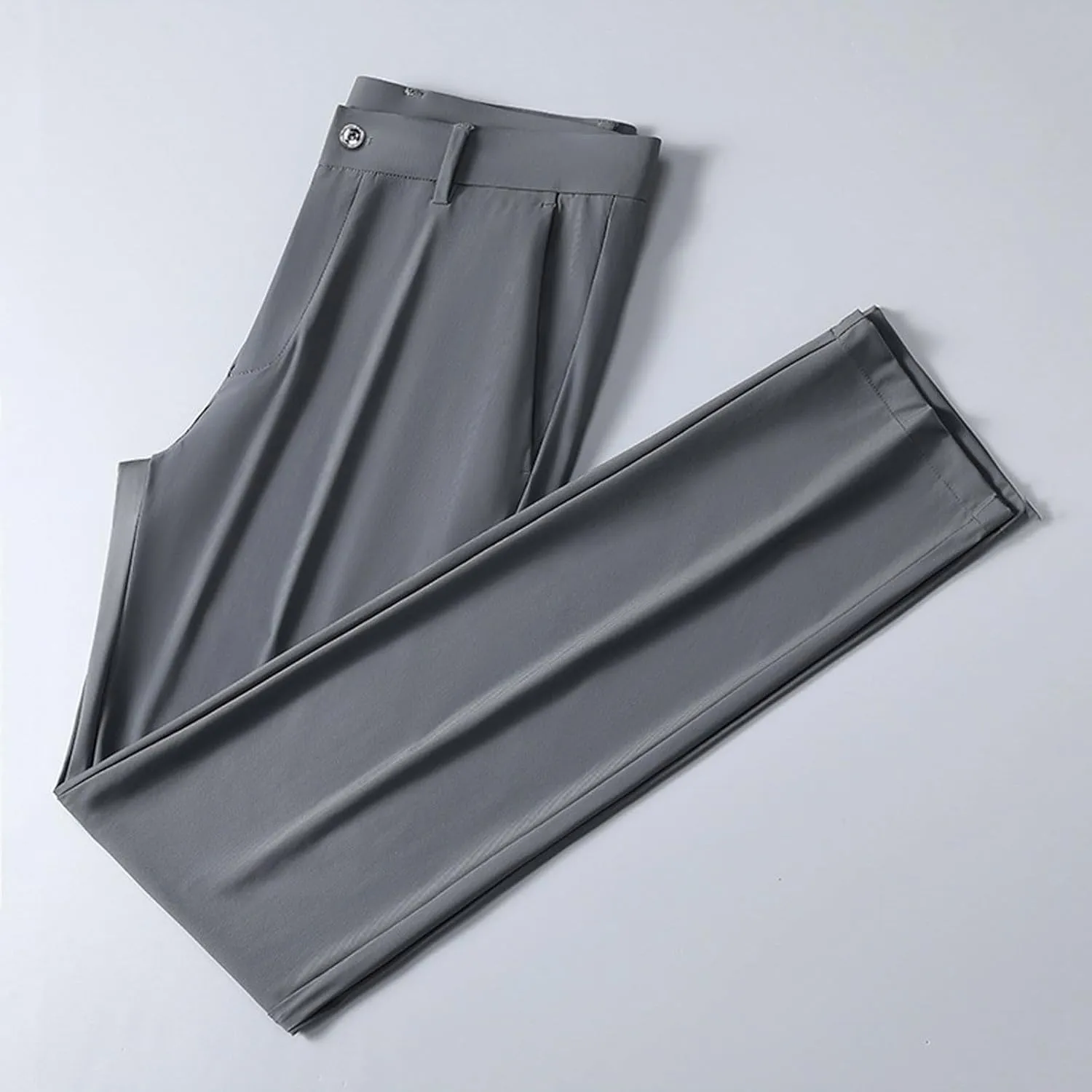 Men Ice Silk Suit Pants Dress Pants Regular Fit Formal Trousers Stretch Chino Trouser Lightweight Casual Business Pant