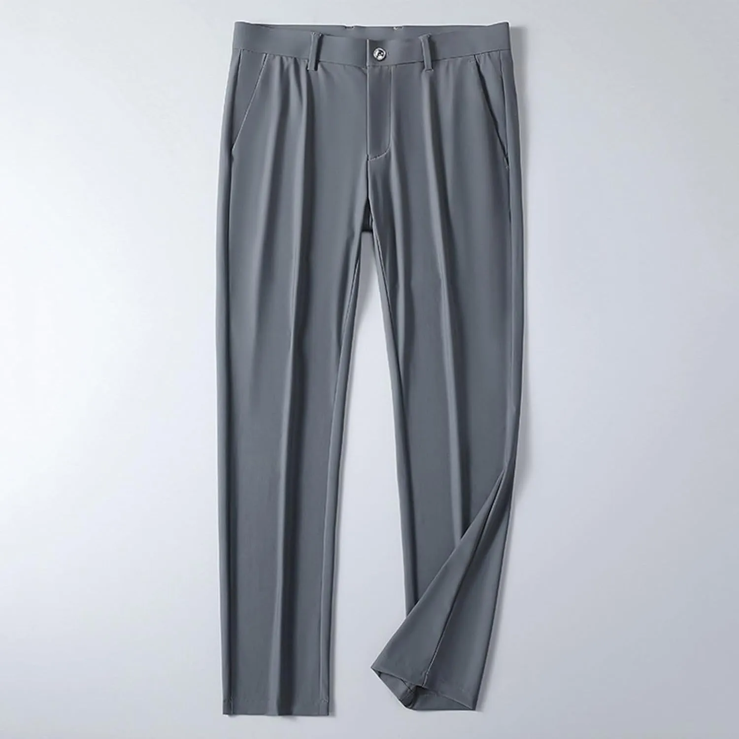 Men Ice Silk Suit Pants Dress Pants Regular Fit Formal Trousers Stretch Chino Trouser Lightweight Casual Business Pant