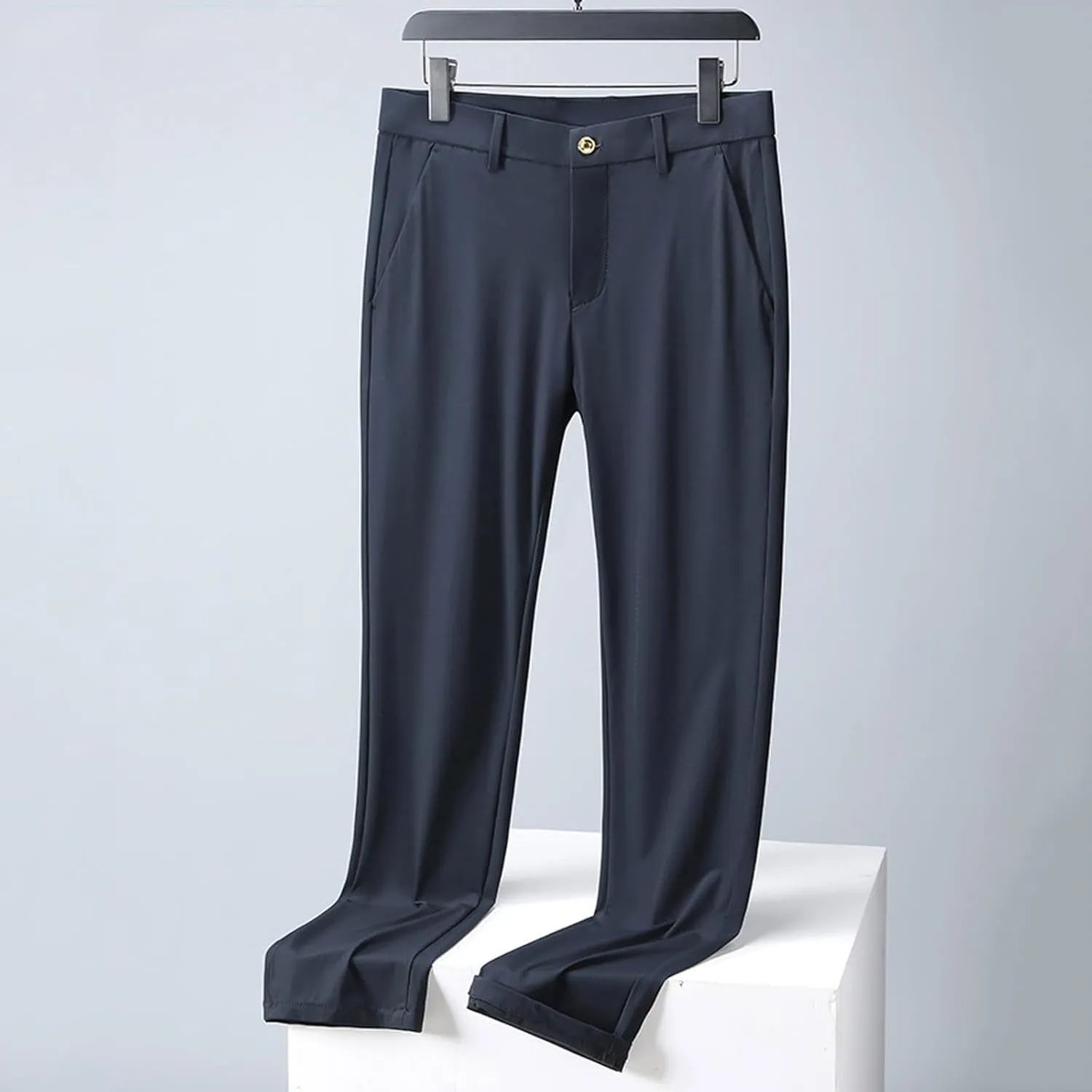 Men Ice Silk Suit Pants Dress Pants Regular Fit Formal Trousers Stretch Chino Trouser Lightweight Casual Business Pant