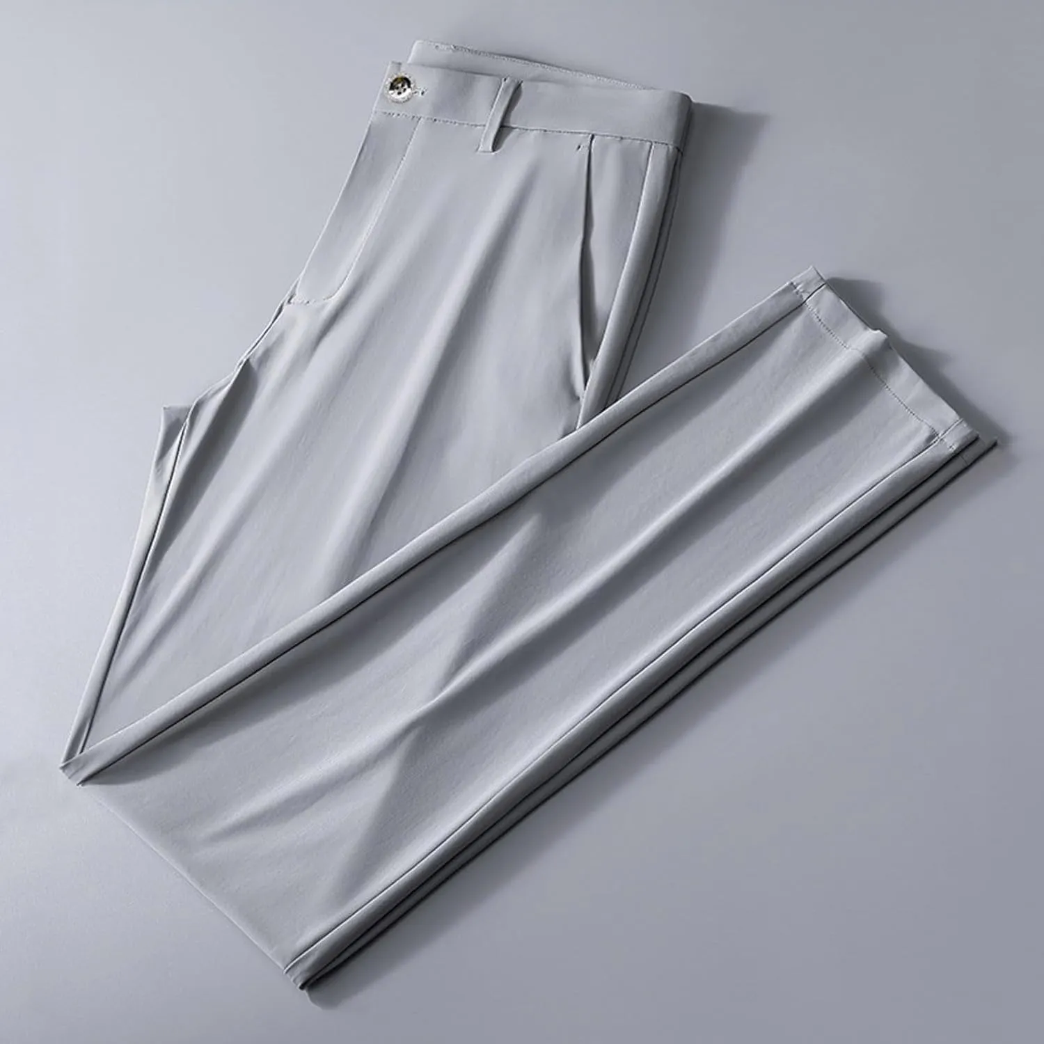 Men Ice Silk Suit Pants Dress Pants Regular Fit Formal Trousers Stretch Chino Trouser Lightweight Casual Business Pant
