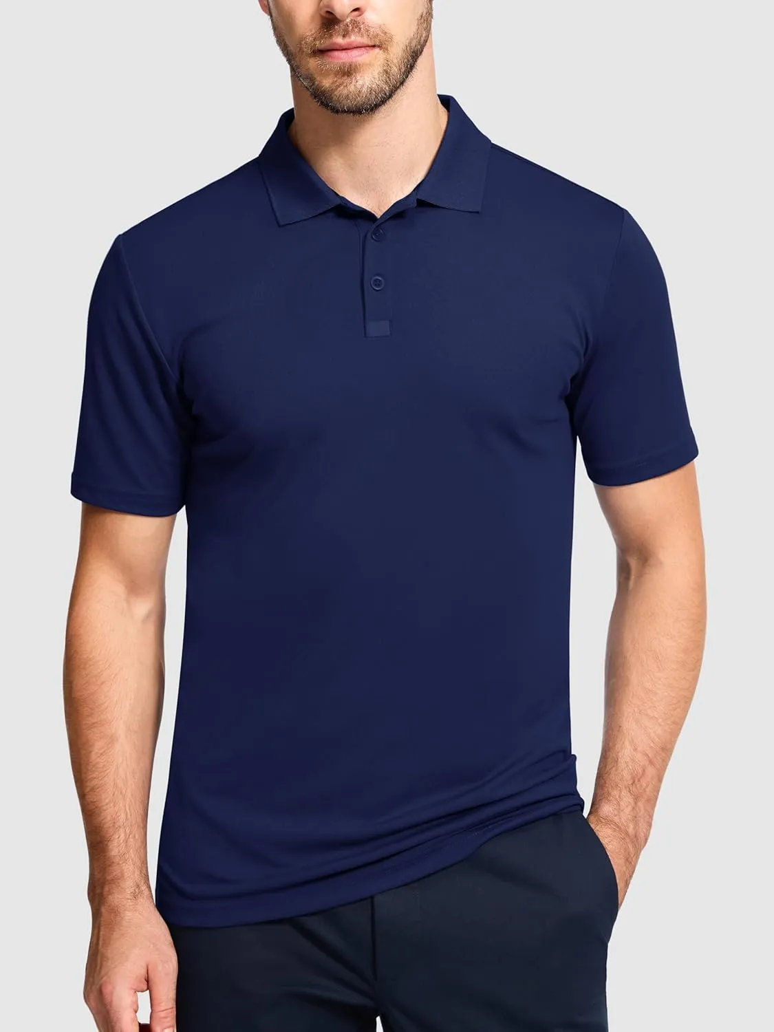 Men's 3 Packs Quick Dry Golf Polo Shirts Dry Fit Moisture Wicking Performance Summer Athletic Casual Short Sleeve Shirts