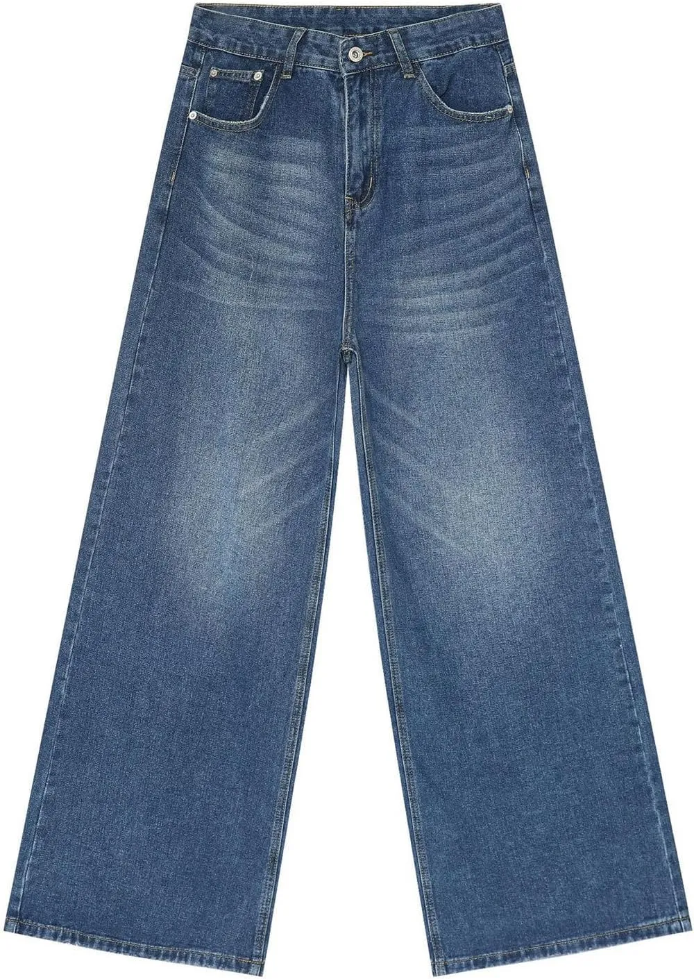 Mens Baggy Jeans Vintage Grunge Straight Leg High Waist Jean Harajuku Hip Hop Casual Trendy Y2k Streetwear Denim Pant