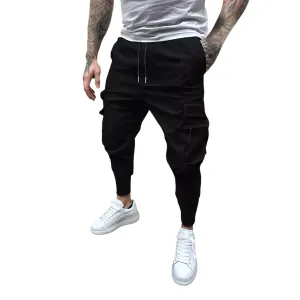 Men's Cargo Jogger Pants Stretch Sweatpants Slim Fit Tactical Pants with Zipper Pockets Casual Trousers Men's Casual Slim Fit Pants Skinny Stretch Dress Slacks #21- Black Large