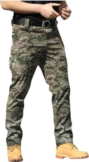 Mens Cargo Pants Casual Multi Pockets Pants Big and Tall Stretch Hunting Pants Casual Relaxed Fit Match Trousers
