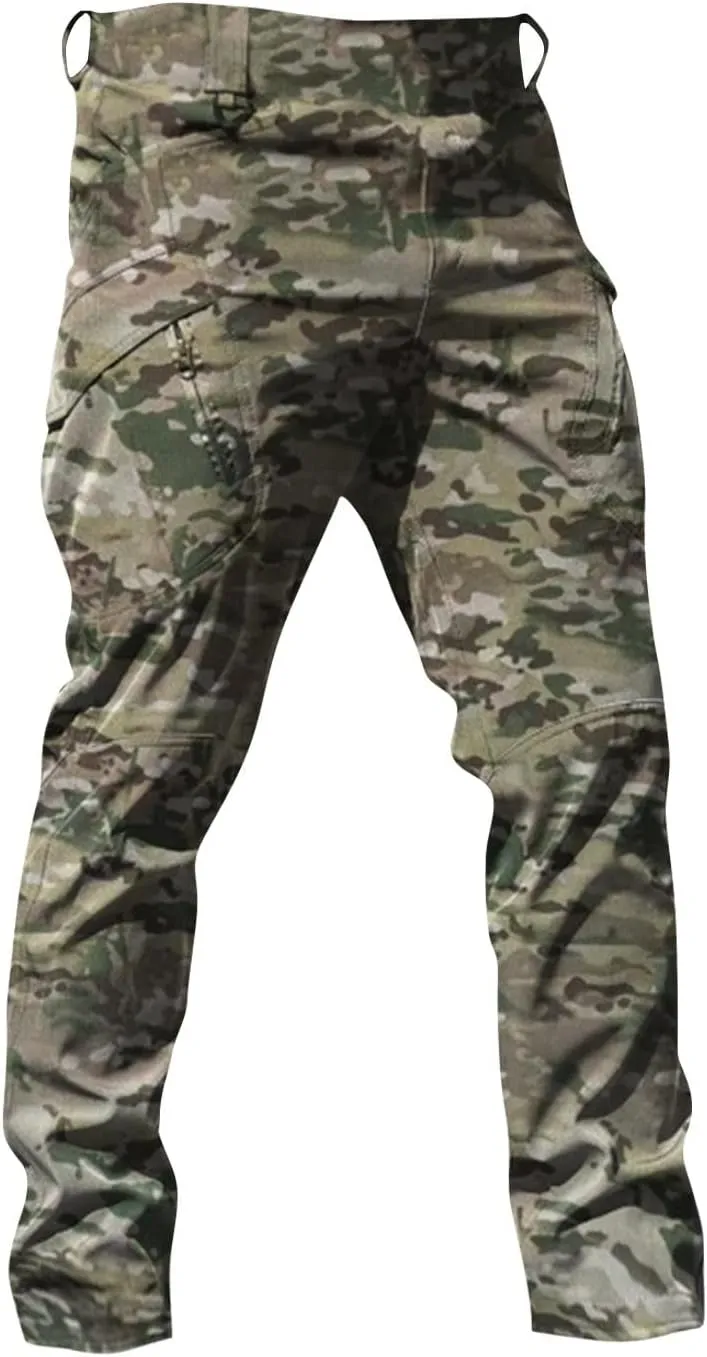 Mens Cargo Pants Casual Multi Pockets Pants Big and Tall Stretch Hunting Pants Casual Relaxed Fit Match Trousers
