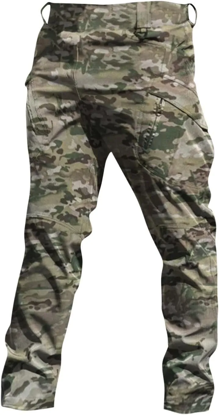 Mens Cargo Pants Casual Multi Pockets Pants Big and Tall Stretch Hunting Pants Casual Relaxed Fit Match Trousers