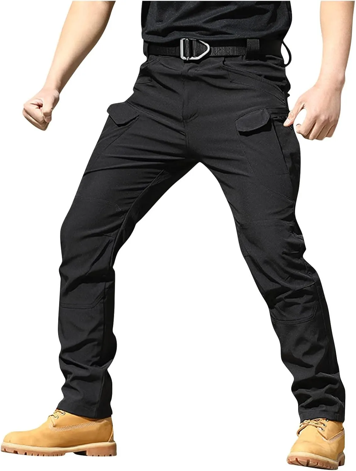 Mens Cargo Pants Work Stretch Chinos Pants Slim Fit Multi Pockets Tapered Fit Baggy Pants Workout Joggers Trousers