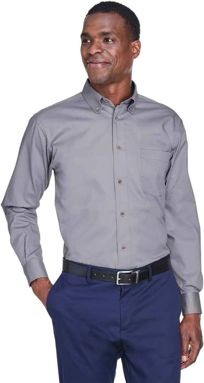 Men's Easy Blend Long-Sleeve Twill Shirt with Stain-Release