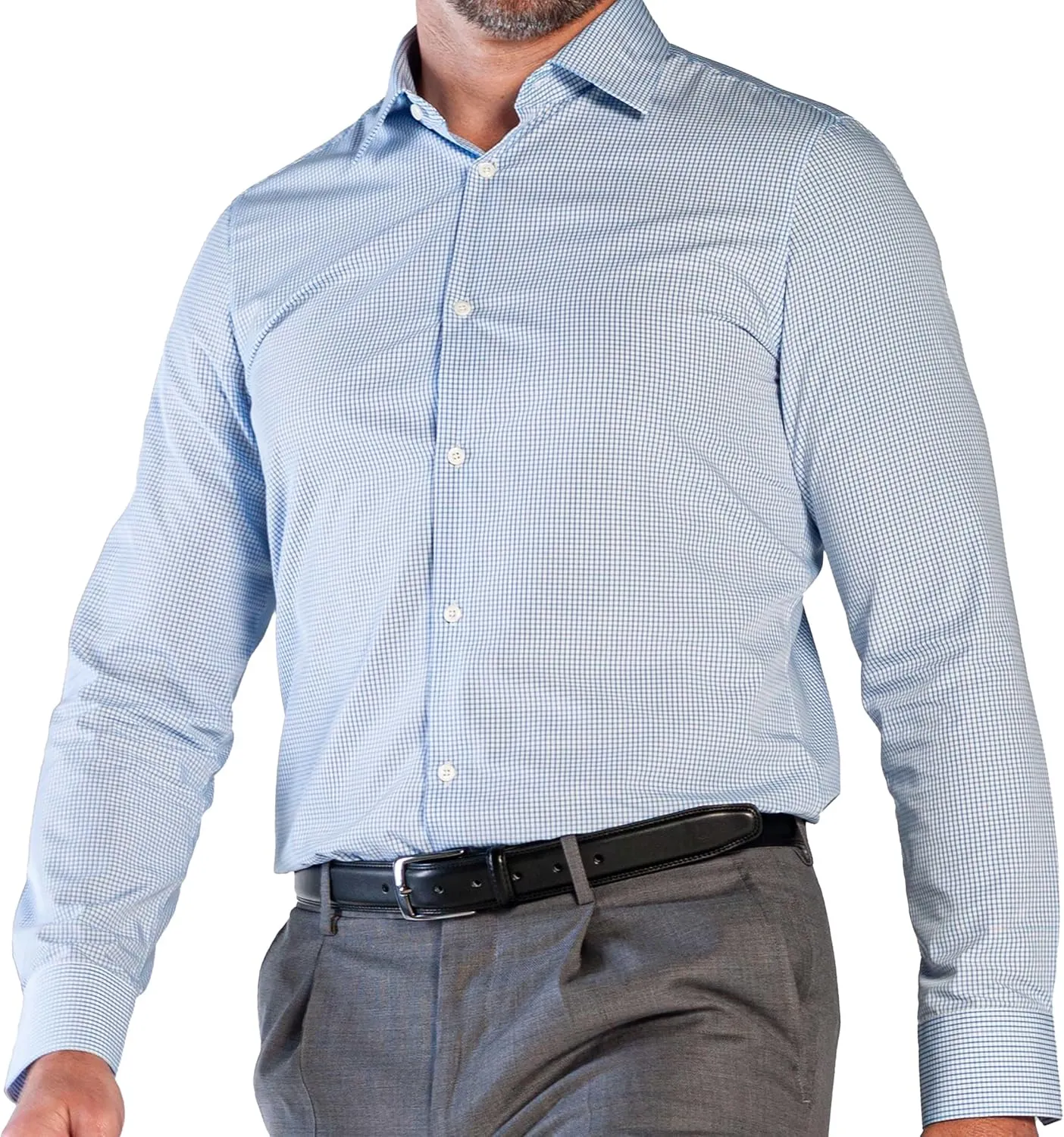 Men's Formal - Dress Shirt Non-Iron Long Sleeve Button Down Regular Fit Business Casual Collared Shirts, Blue & White Stripes - XXL