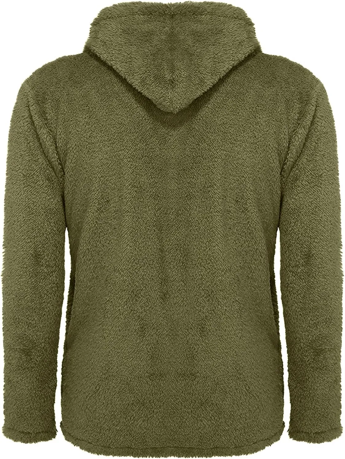 Mens Fuzzy Sherpa Jacket Solid Color Button Down Fluffy Fleece Coat Winter Fashion Casual Warm Hooded Jacket